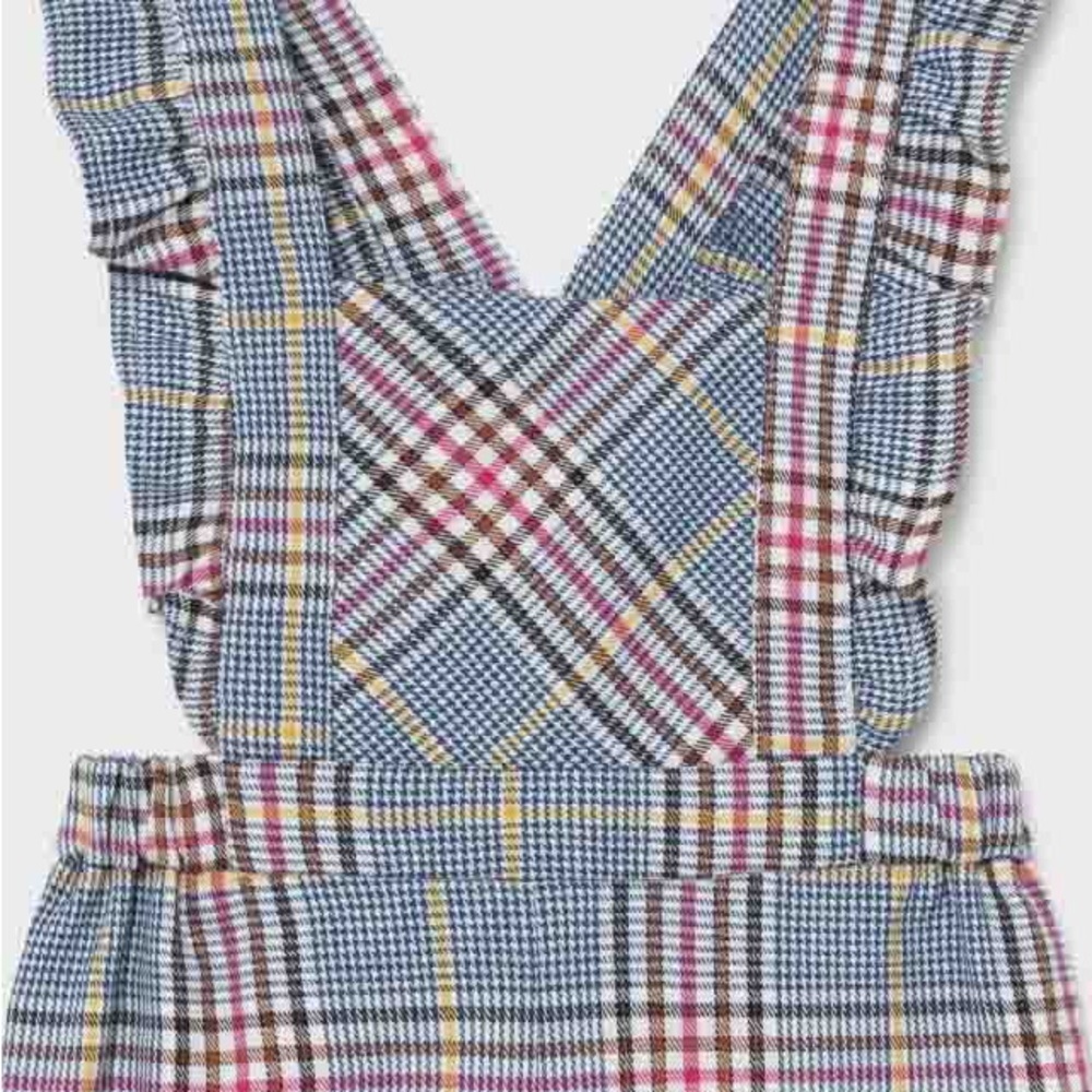 Mayoral Plaid Ruffled Overalls Girls 12M Adjustable Straps Jumpsuit Spring Fall - Picture 7 of 8